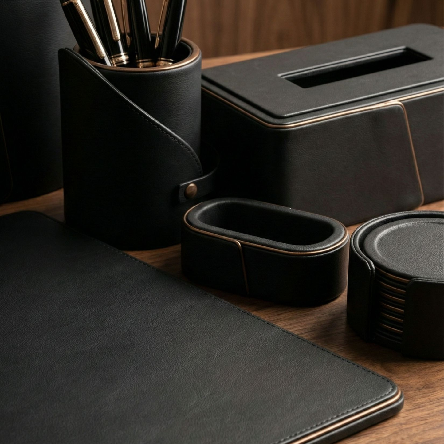 Noir Leather Office Set