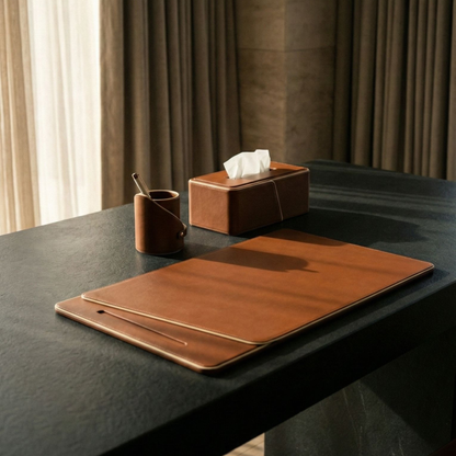 Cognac Leather Office Set
