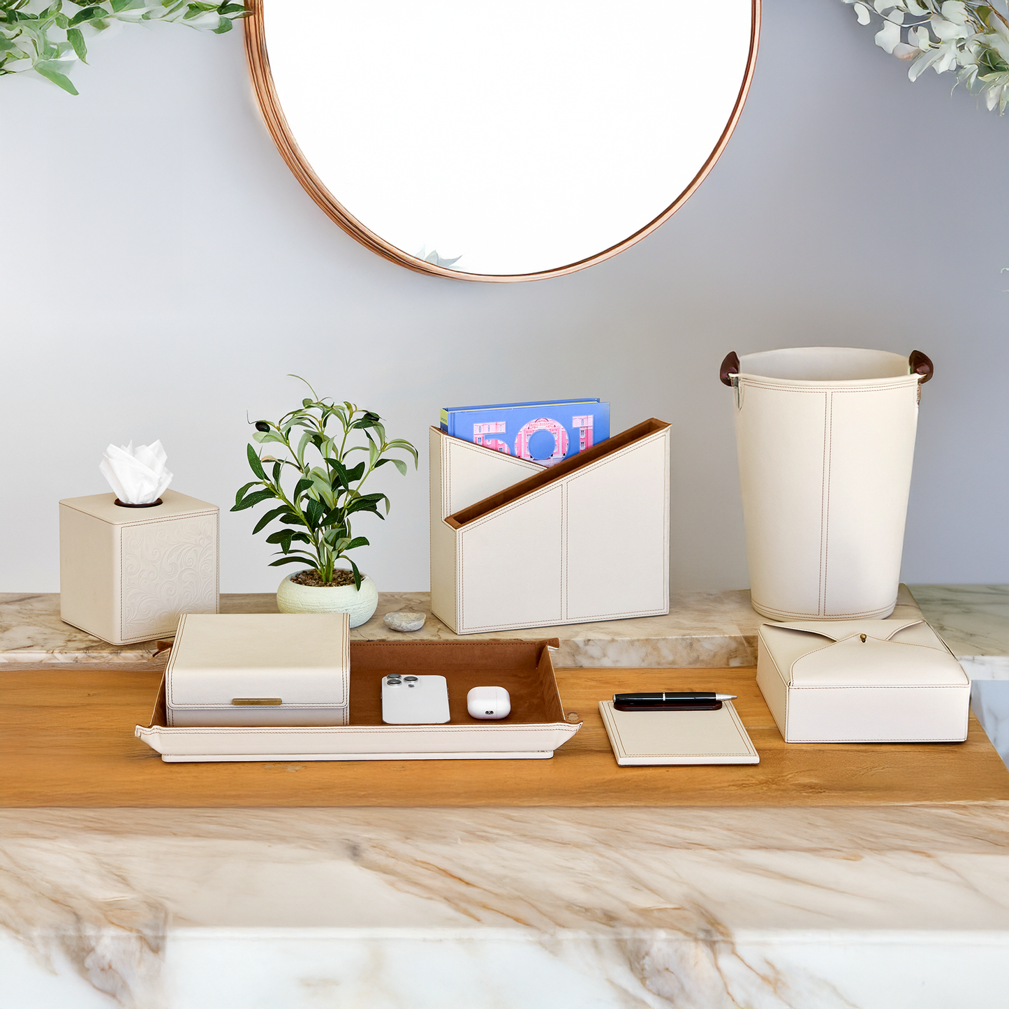 Ivory Essence with Wood Accents