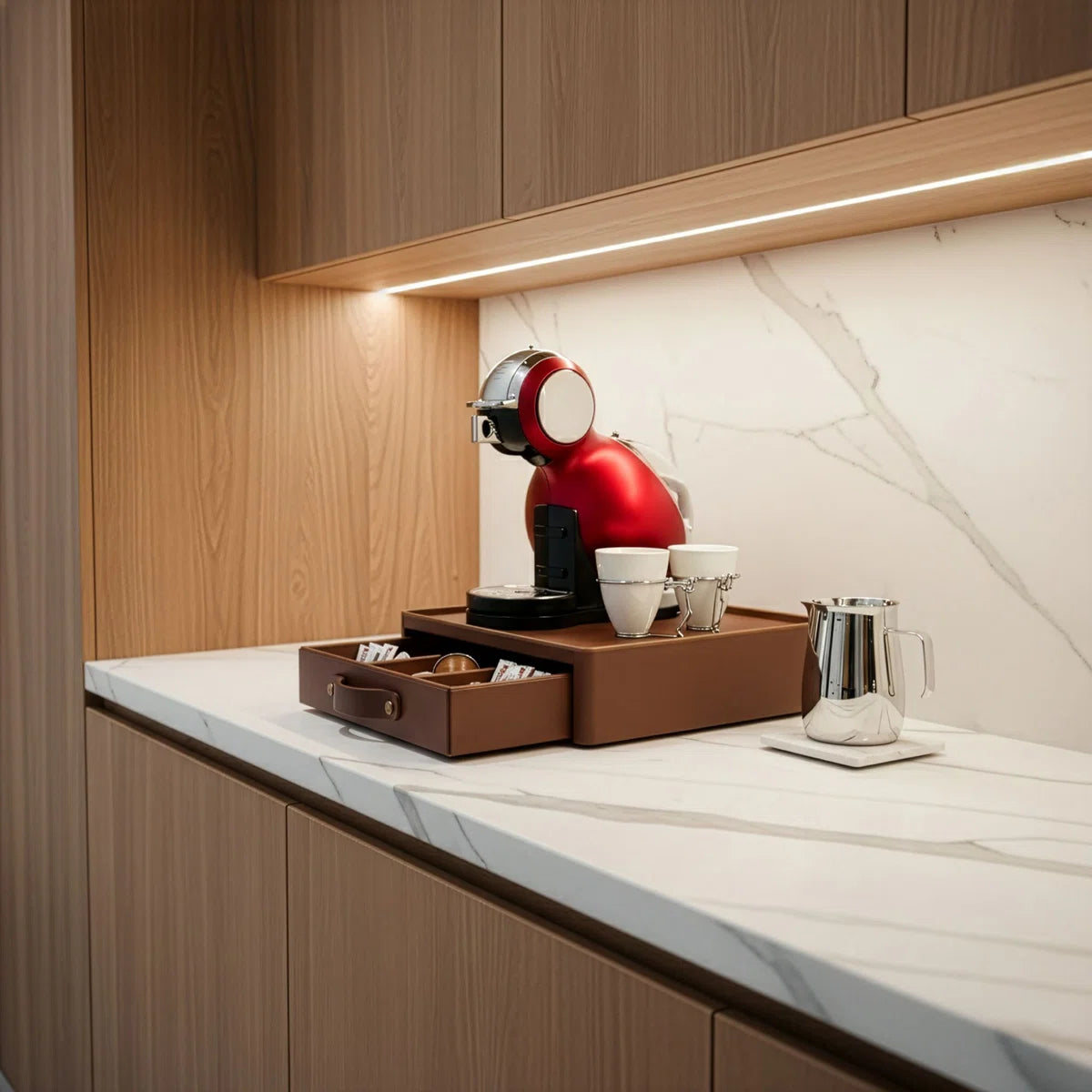 Cognac Leather Tea & Coffee Box