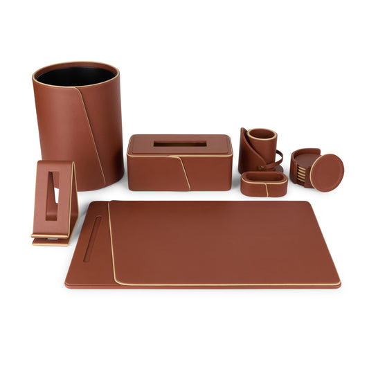 Cognac Leather Office Set