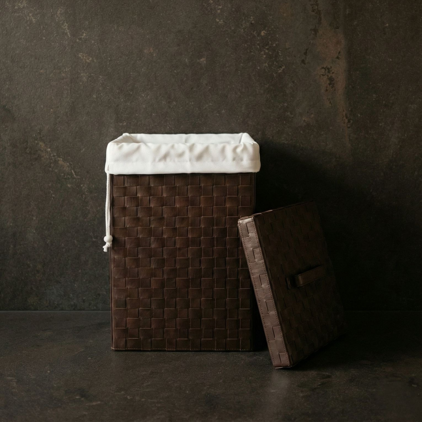Vivaldi Woven Leather Laundry Hamper