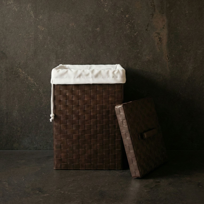 Vivaldi Woven Leather Laundry Hamper